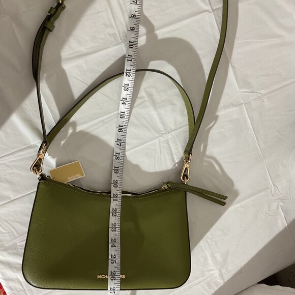 Michael Kors Olive Green Pebbled Leather Crossbody Bag With Adjustable Strap & G - Picture 13 of 13